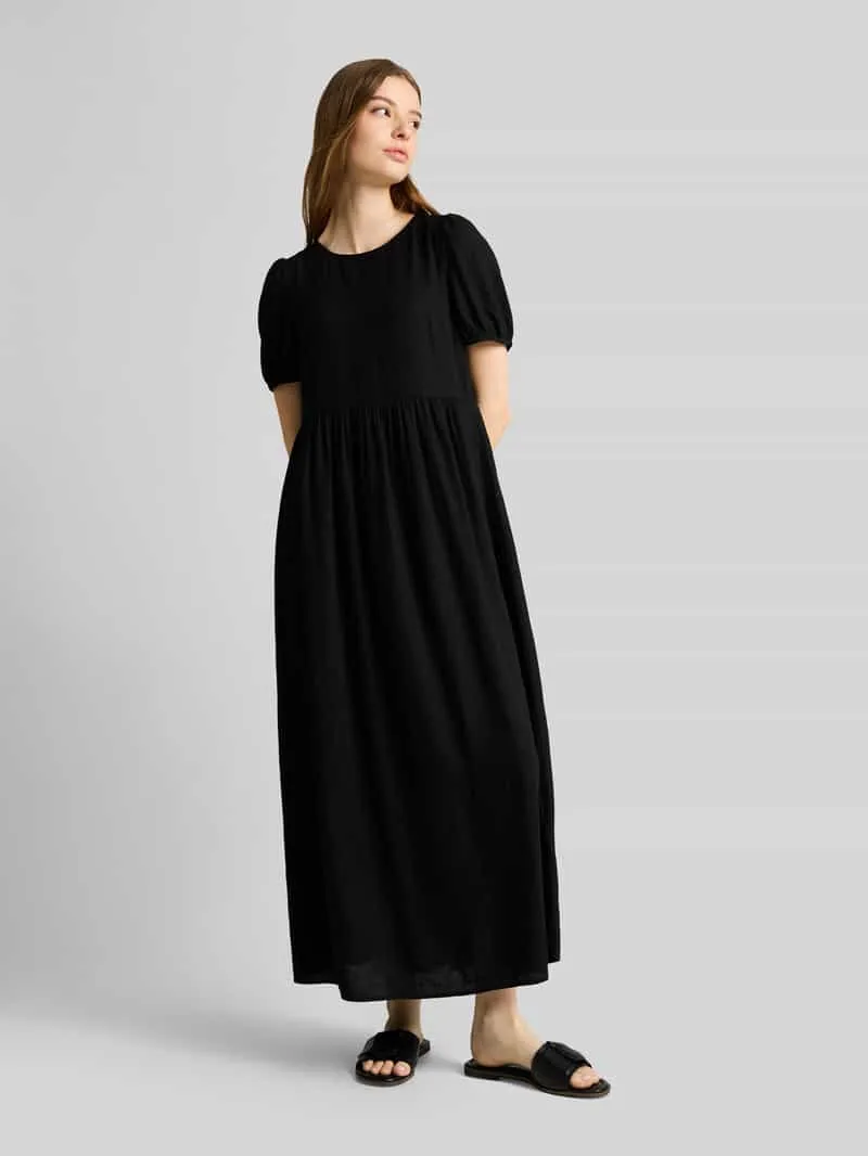 Tom Tailor Figuuromhullende midijurk van viscose-linnenmix Black