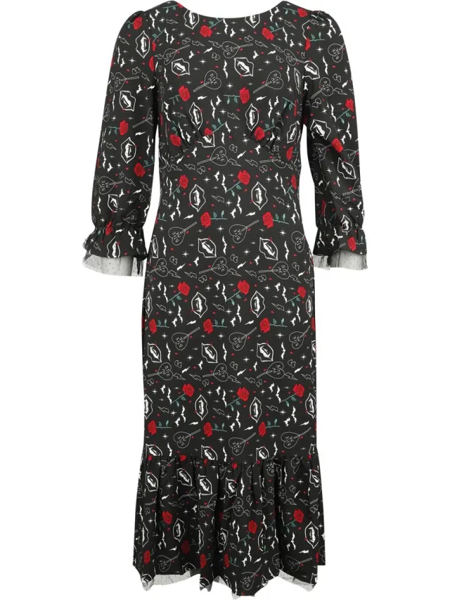 Hell Bunny Lilith Maxi Dames Maxi-jurk - meerkleurig multicolor