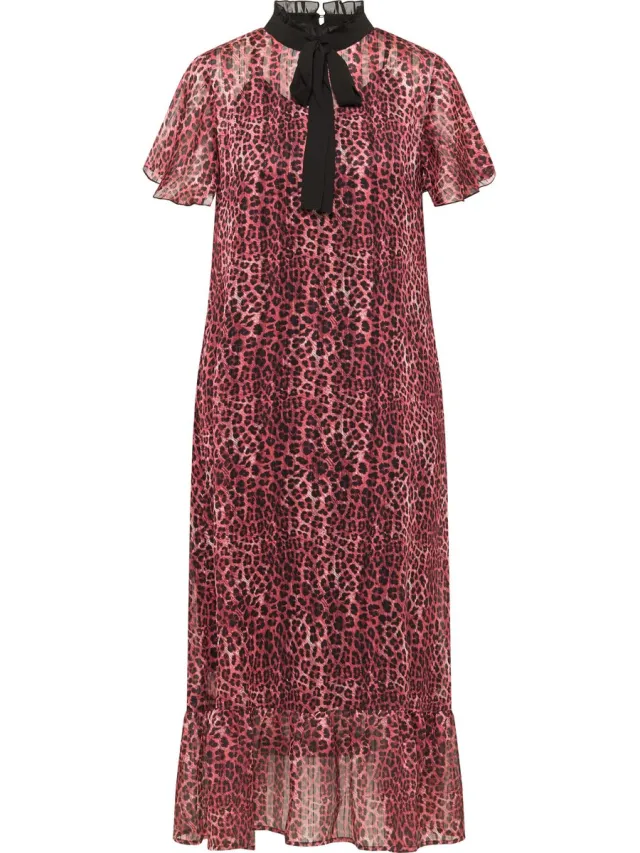 Faina Midi-jurk met luipaardprint naemi rood