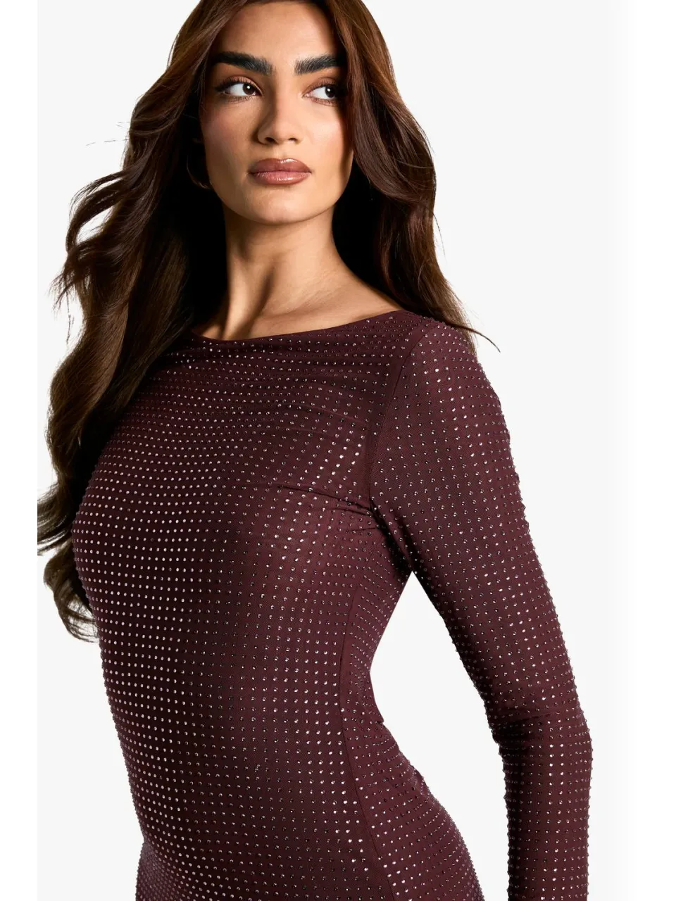 boohoo Dames Hot Fix Scoop Back Mini Jurk mauve, foto 4