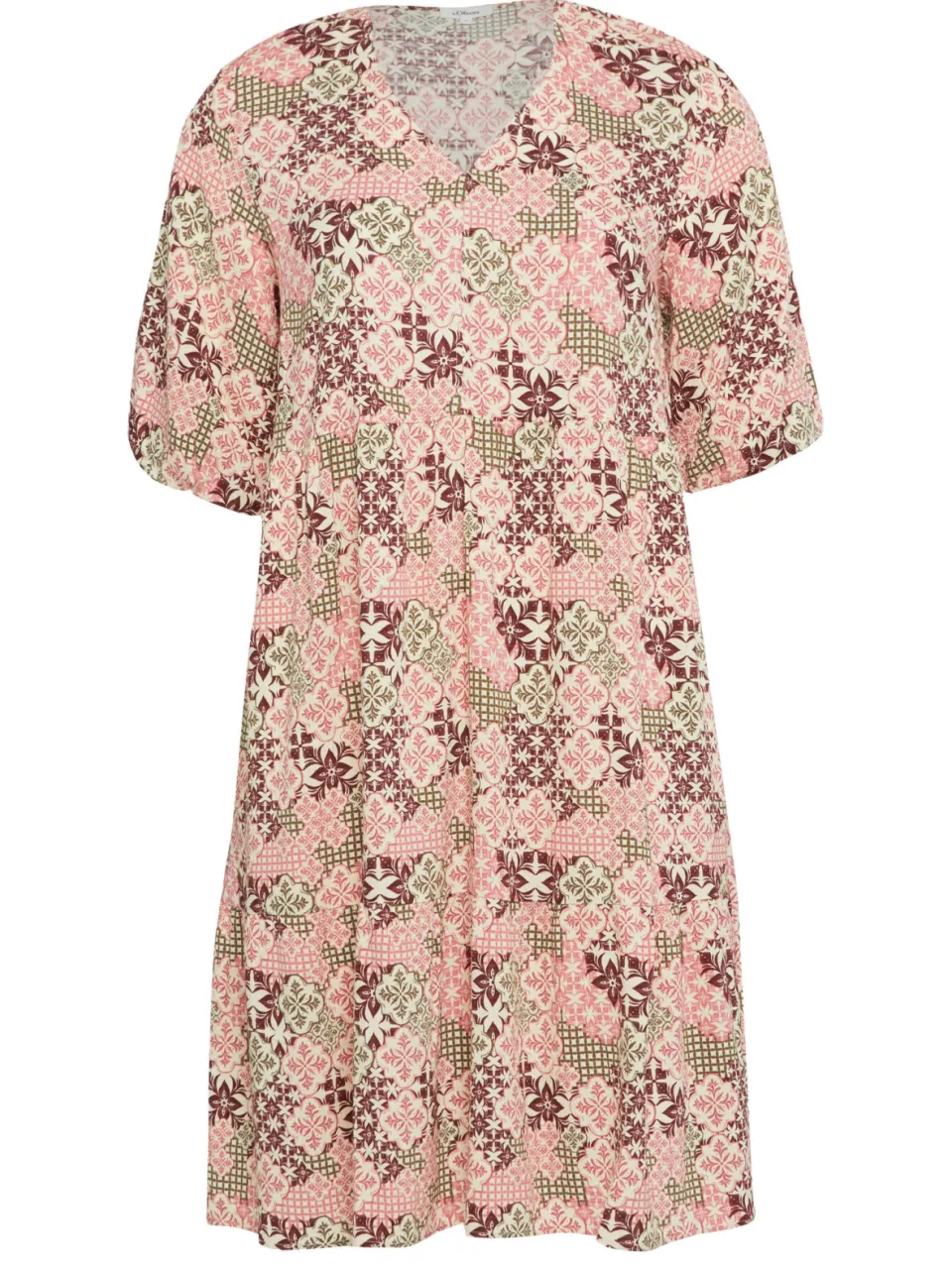 s.Oliver Curve relaxed fit midi jurk Plus Size met pofmouwen en print - roze, foto 2