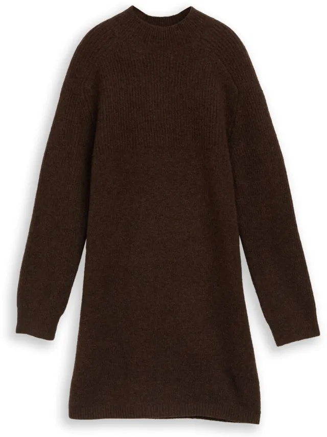 Tom Tailor Denim - Mini-gebreide jurk met gemêleerde look - cool dark brown melange