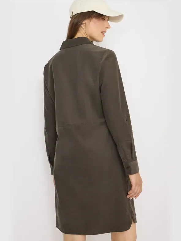 cecil Corduroy jurk in effen kleur bruin, foto 4