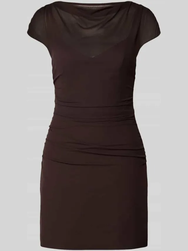 Forever New Cocktailjurk van elastische viscosemix model 'Vivianna' Donkerbruin