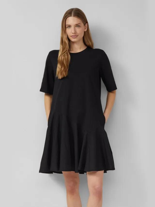 S.Oliver female - Fabricmix jurk met asymmetrische naad zwart
