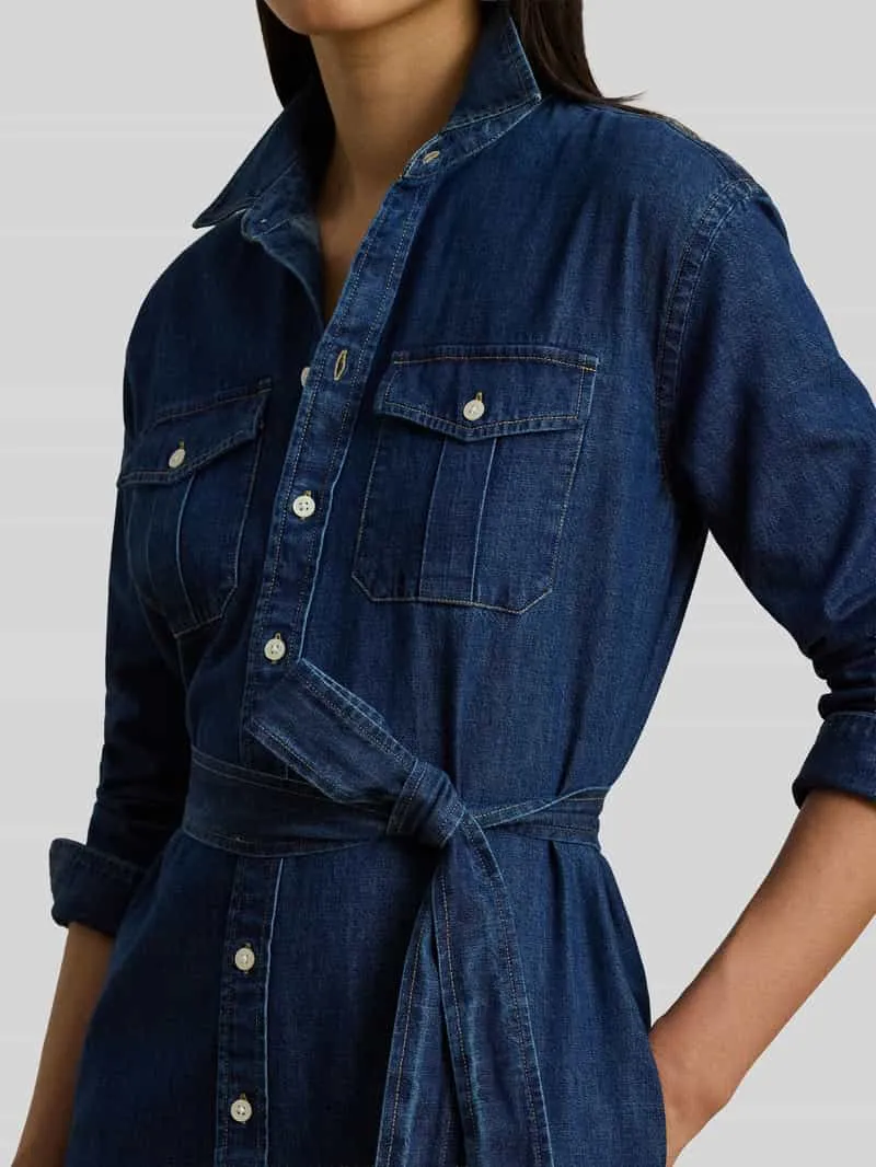 Lauren Ralph Lauren regular fit vrijetijdsjurk van puur katoen jeansblauw, foto 3