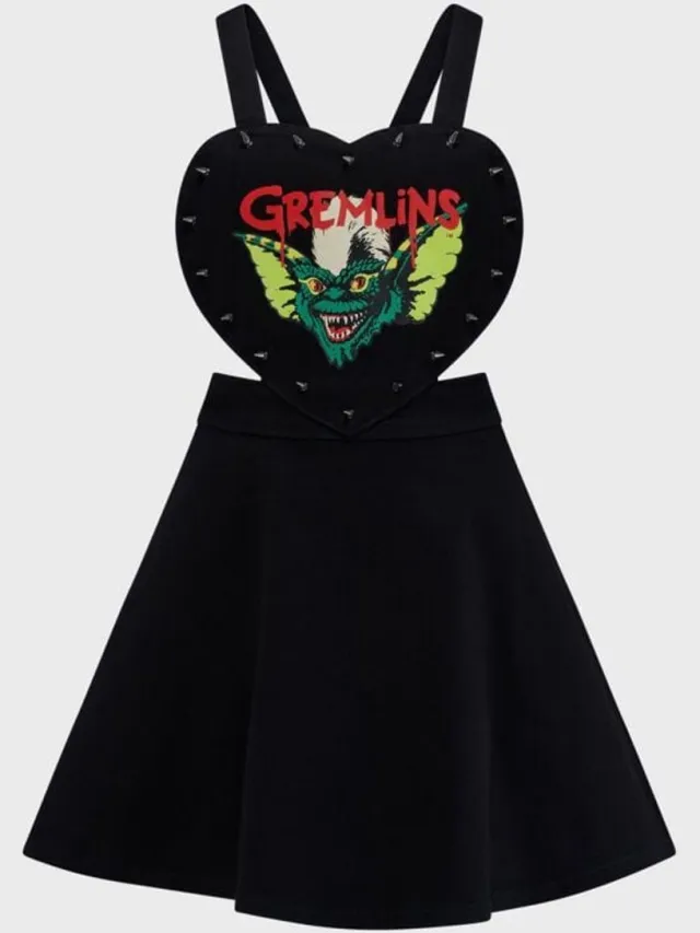 Killstar Stripe Pinafore Dames Mini-jurk - zwart
