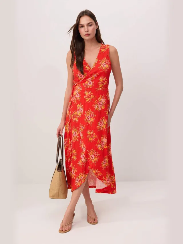 Trendyol TRENDYOLMİLLA Dames Meerkleurig Bloemen Maxi Mouwloos Skater Jurken Veelkleurig