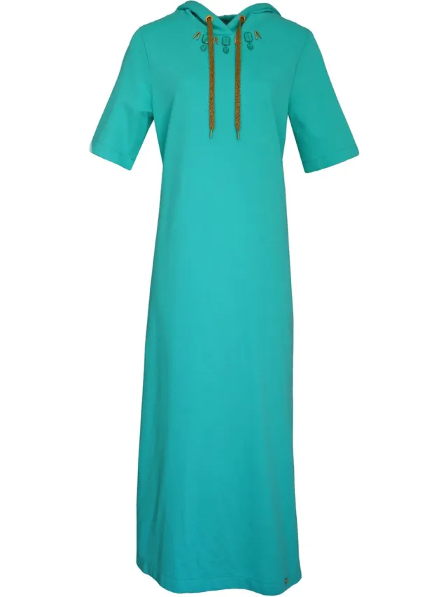 Very Simple Verysimple • maxi sweater jurk in turquoise • maat S (IT42) Groen