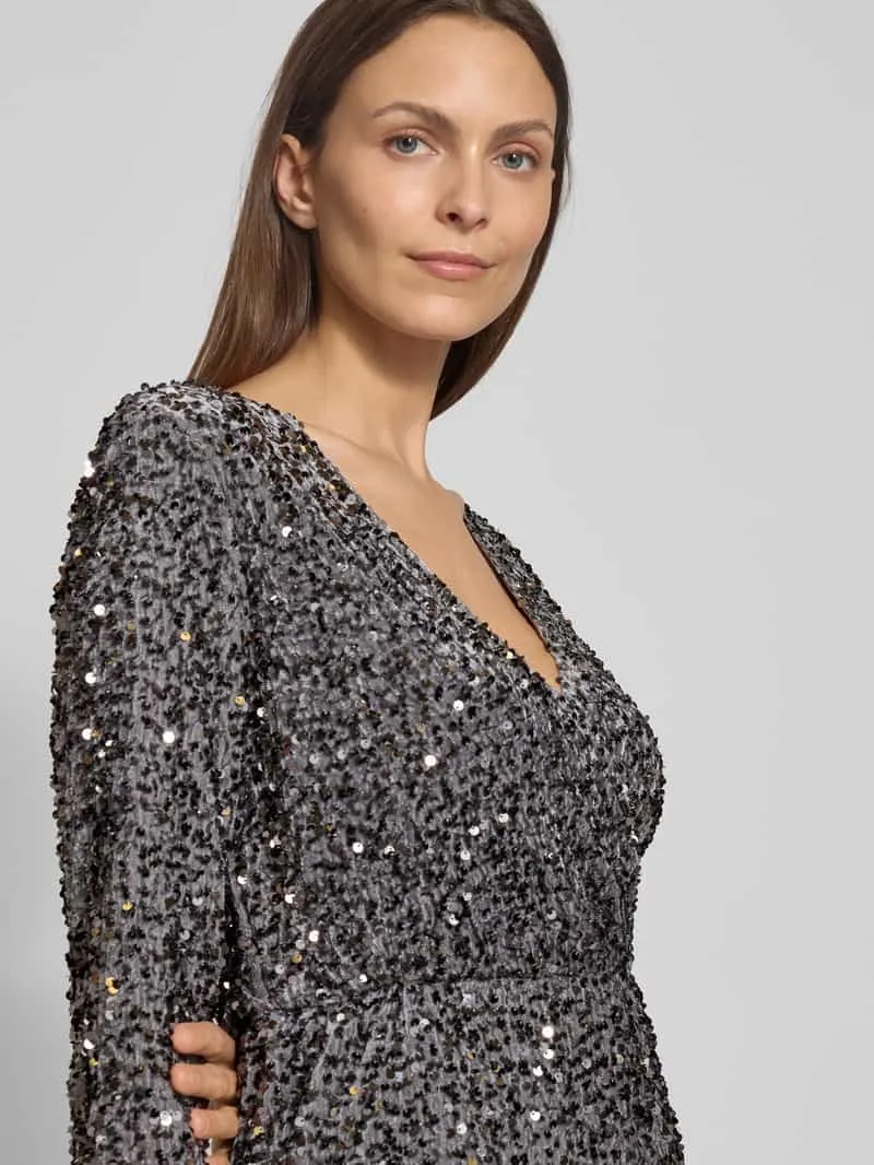 Vila Midi-jurk met V-hals, model 'FAITH' zilver, foto 4