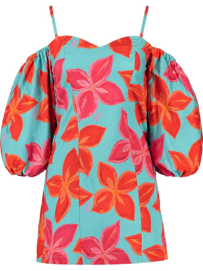 Harper & Yve gebloemde off shoulder jurk blauw, foto 2