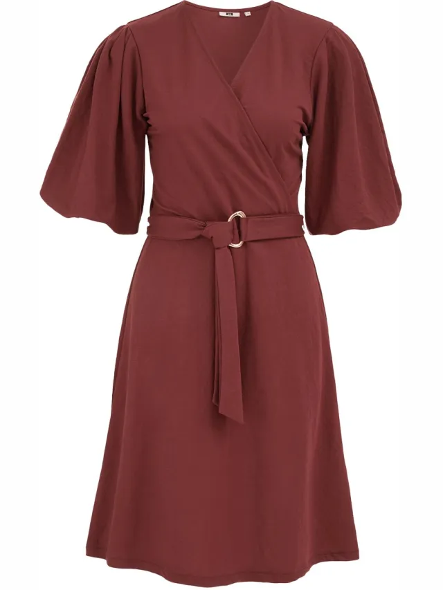WE Fashion Dames jersey jurk met ballonmouwen Vintage red