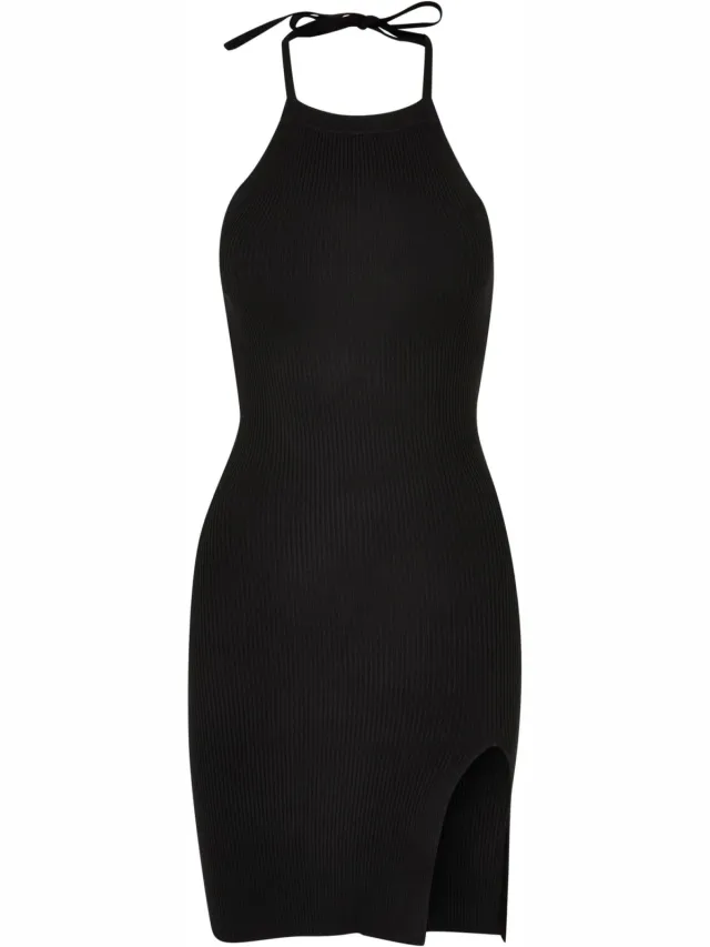 Urban Classics Dames/Dames Ribgebreide Halter Hals Jurk (Zwart)