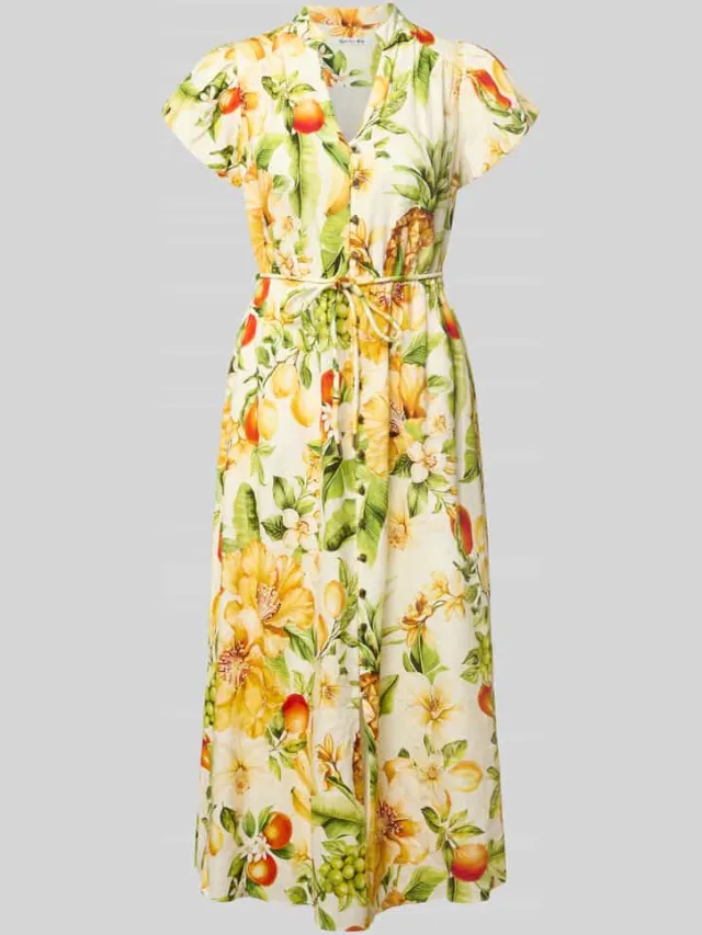 Forever New Avondjurk van mix van linnen en viscose model 'Posie' geel, foto 2