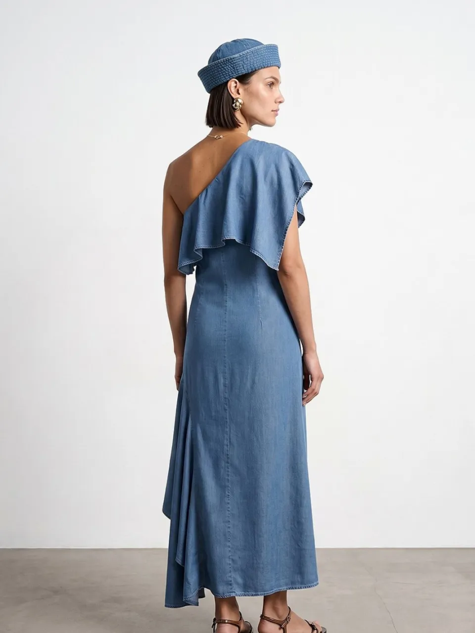 Dilvin Asymmetrische Maxi-jurk met Eén Mouw hemelsblauw, foto 2