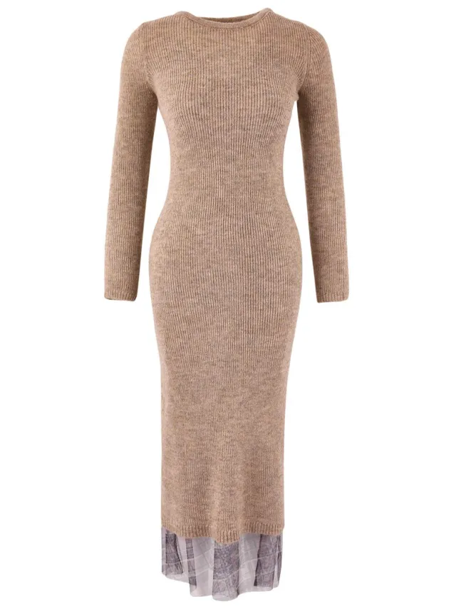 Turkishsouq Maxi-jurk voor dames met ruitjespatroon, lange pasvorm, casual/dagelijks, A-lijn beige, foto 2