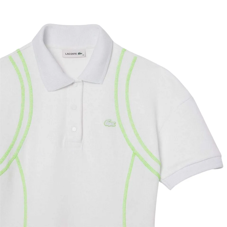 Lacoste Dames Neon Tape Poloshirt Jurk (Wit), foto 2