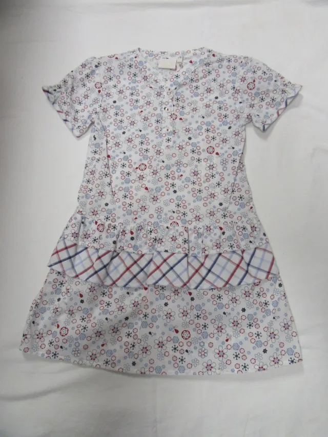 Noukie's , meisje , jurk , kleed, wit /rood / blauw , 4 jaar 104 wit , rood , blauw