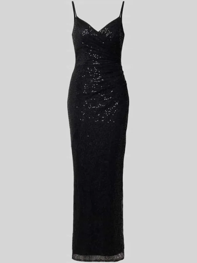TROYDEN COLLECTION Midi-jurk met pailletten en v-hals zwart, foto 2