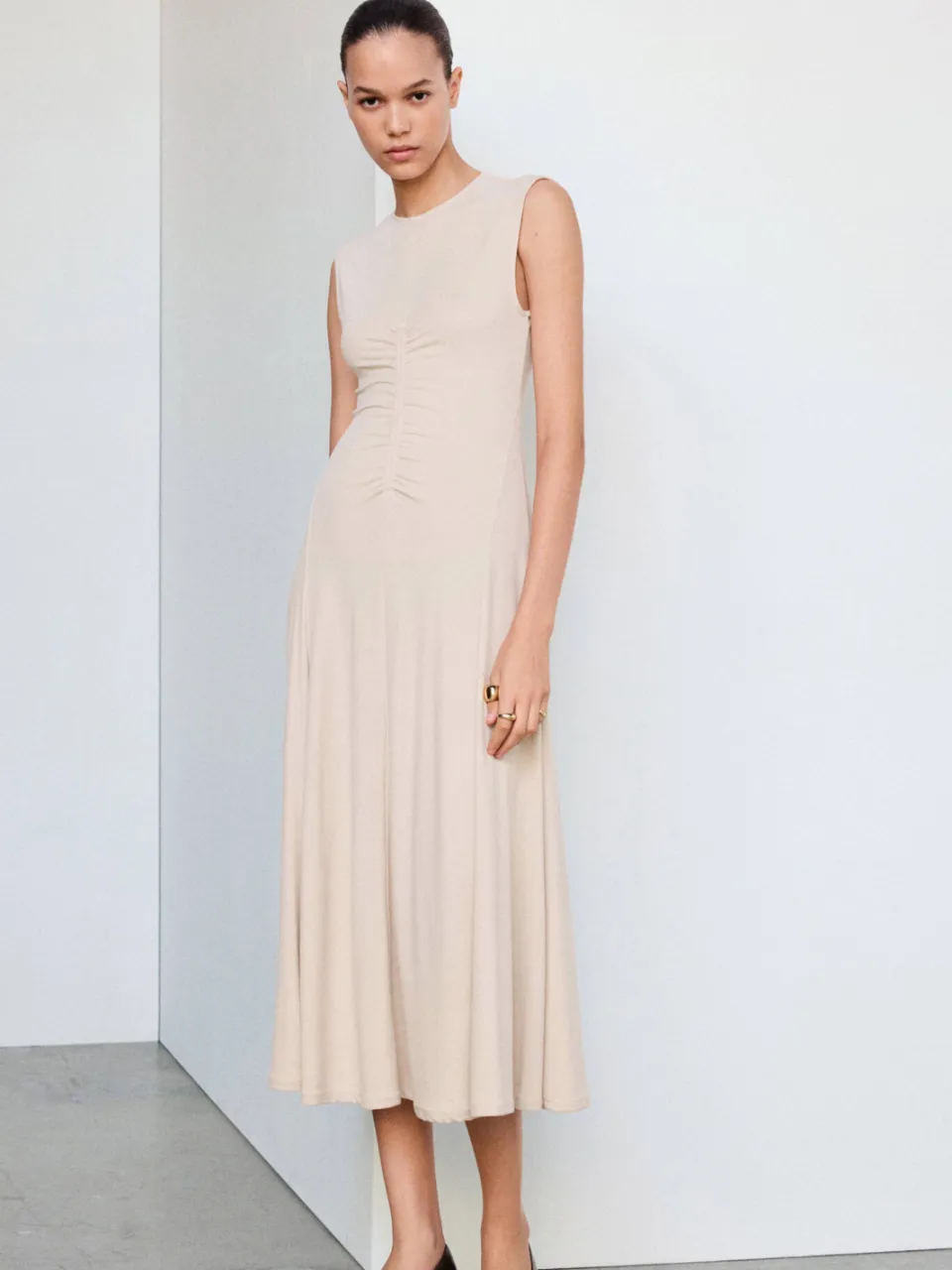 Mango midi jurk - beige