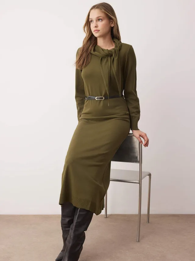 Trendyol Modest Dames Kaki Effen Maxi Lang Casual Recht Modest Jurken
