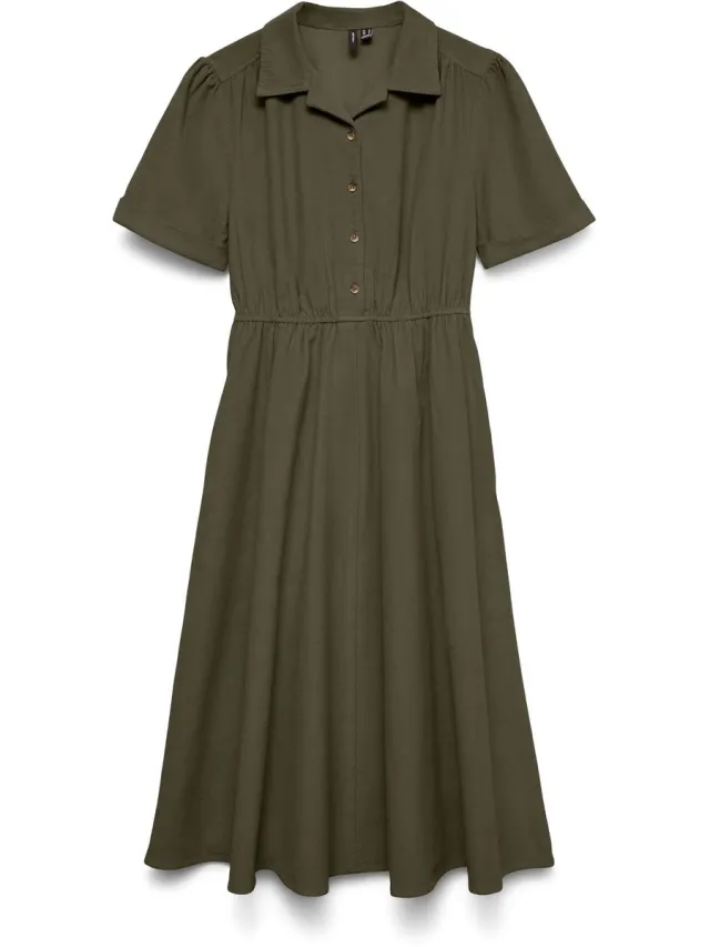 Vero Moda VMRAY SS CALF CORDUROY DRESS WVN EXP - Dames - Mini jurken Olive Night