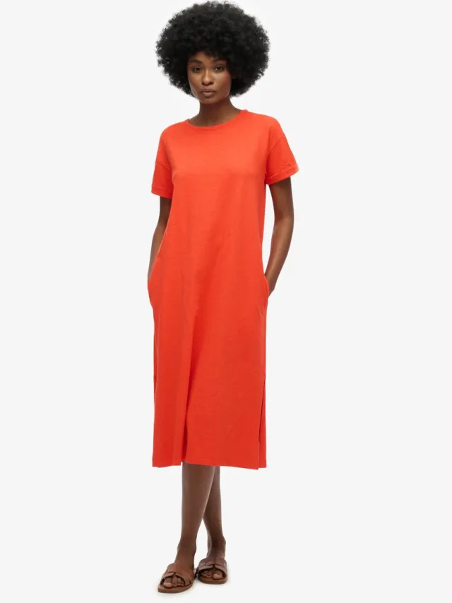 Superdry Midi T-shirtjurk - Dames - Jurken grenadine orange