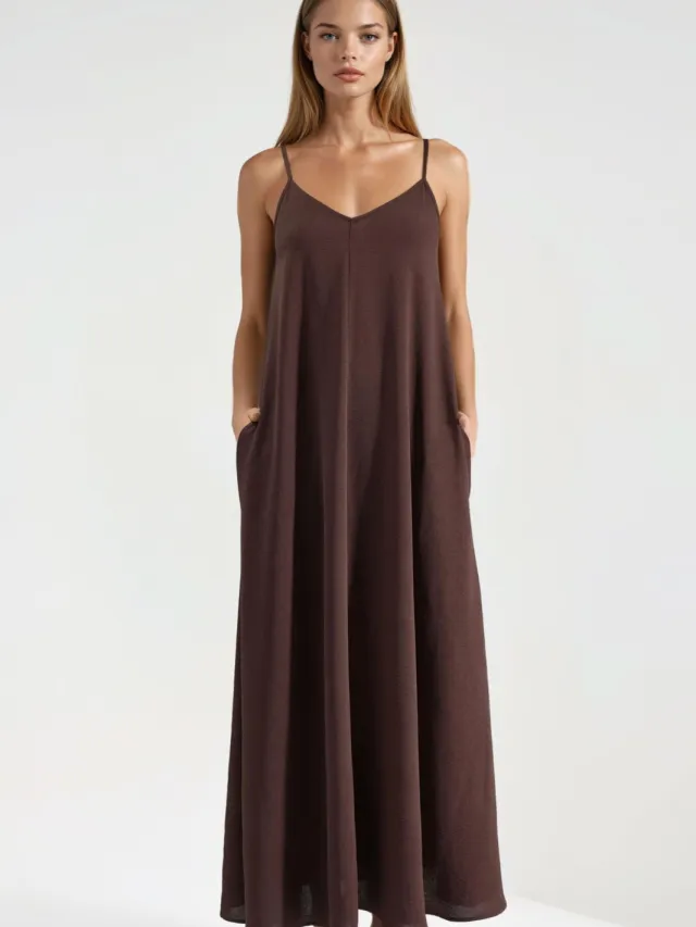 Hiccup A-Form Maxi Jurk Mokka