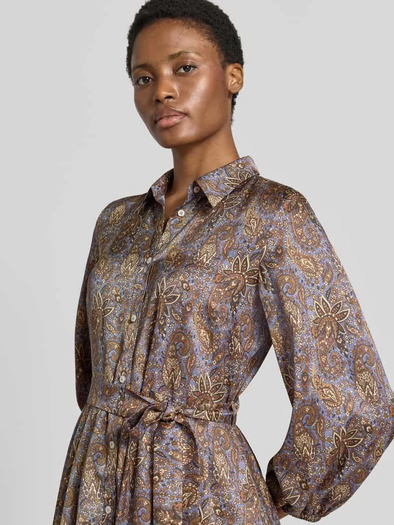 Emme Midi-jurk met tailleband model 'PASSO' middenbruin, foto 4