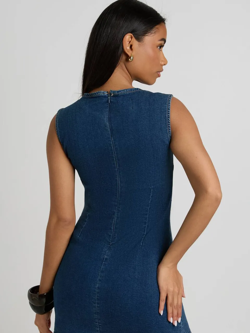 boohoo Dames Basic Denim Shift Jurk, foto 3