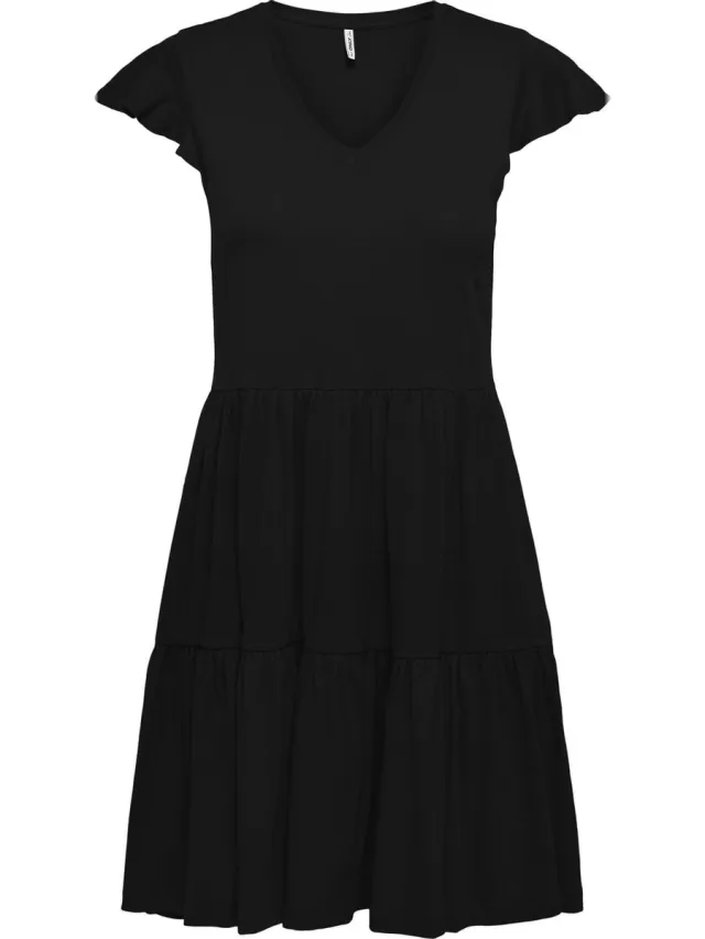 Only ONLMAY CAP SLEEV FRIL DRESS JRS NOOS Dames Jurk Black