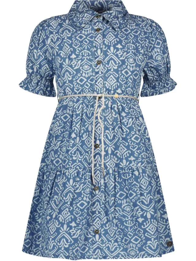 Like Flo F402-5855 Meisjes Jurk - Denim Ikat