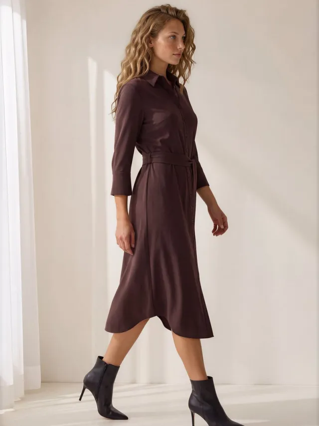 Mi Piace Travel Jurk Uni 2092 Espresso - Maat : Bruin