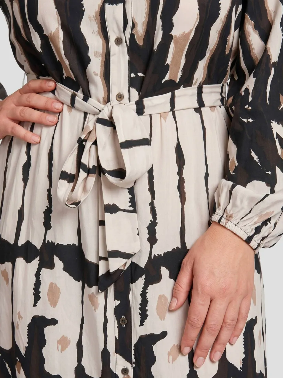 Exxcellent midi jurk Plus Size met ceintuur en print - bruin, foto 5