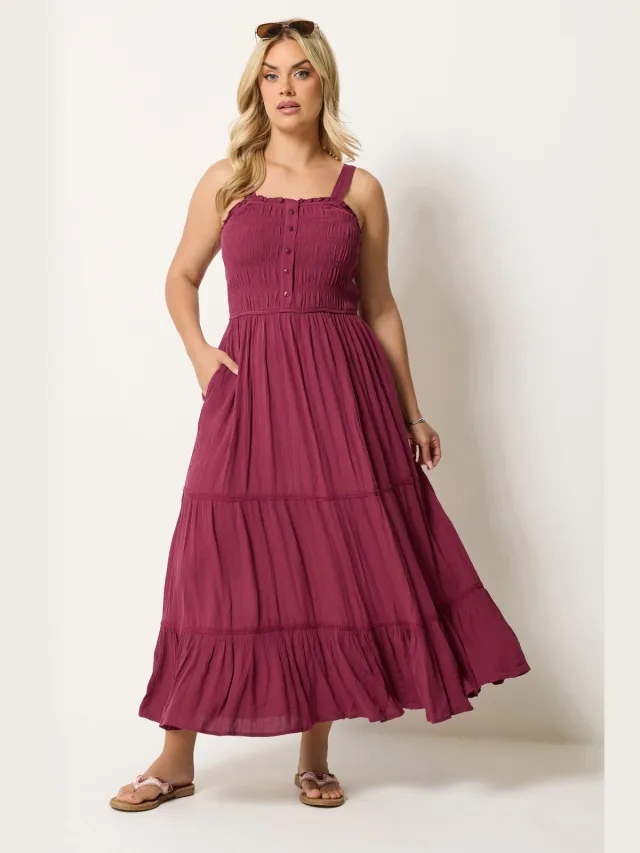 Yours Rode Jurk Met Gerimpelde Sluiting-56 Red
