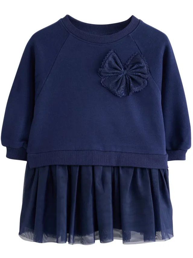 Next Meisjes - Sweaterjurk met lange mouwen - Blauw Navy Bow