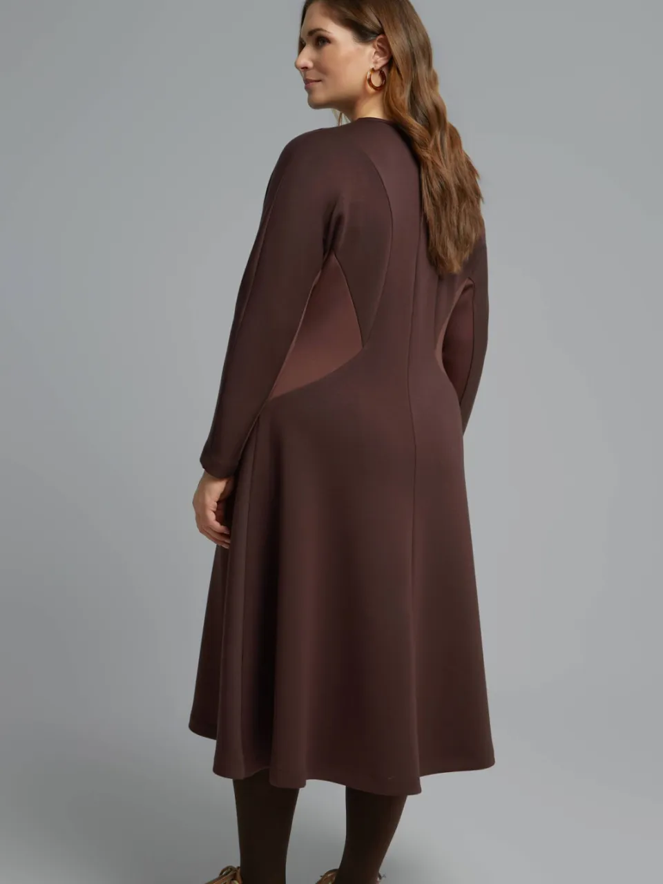 Mat Fashion Plus Size midi A-lijn jurk - donkerbruin, foto 2
