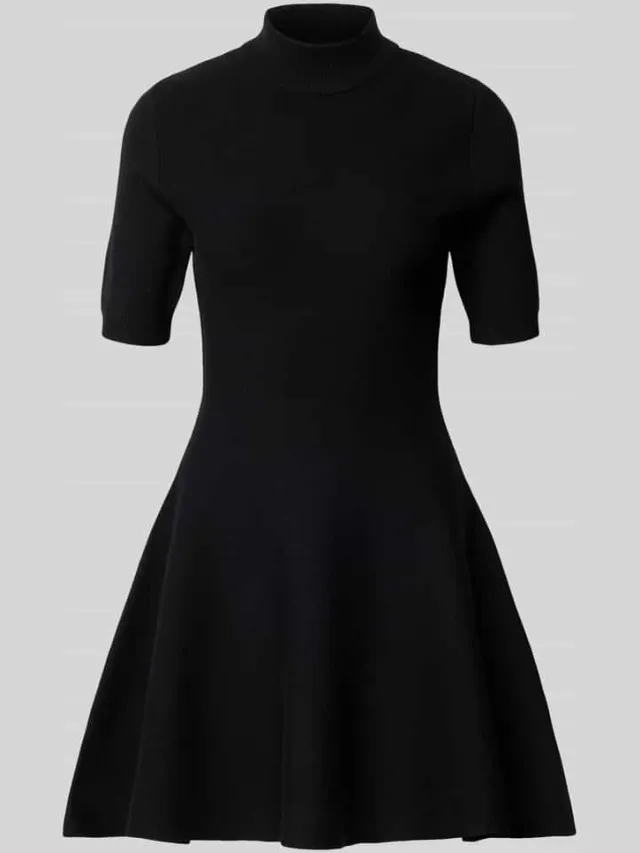 Apricot Mini-jurk van viscosemix met opstaande kraag zwart, foto 2