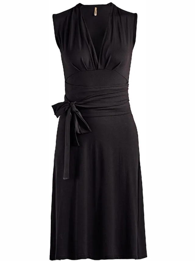 Conquista Mouwloze Empire Line-jurk in Zwart