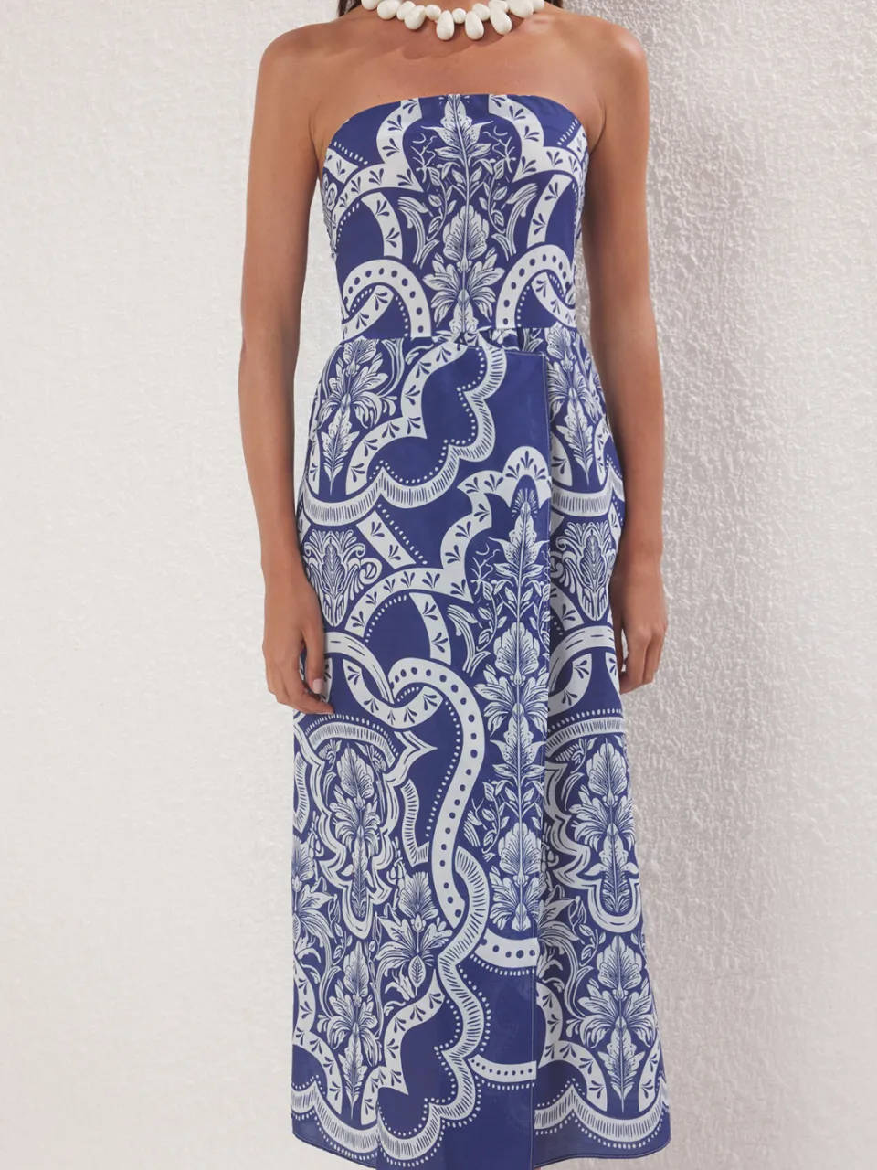 Trendyol TRENDYOLMİLLA Dames Blauw Etnisch patroon Maxi Mouwloos Strandkleding A-lijn Strandjurken, foto 2