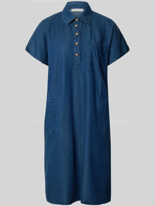 Christian Berg Woman Knielange overhemdjurk met borstzak blauw, foto 2