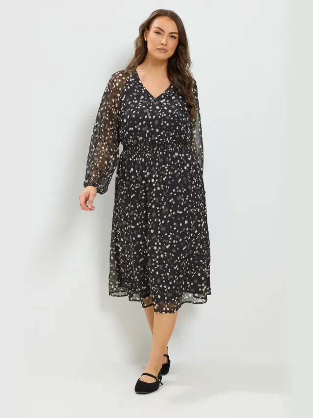 Yours Zwarte Midijurk Met Hertenprint Black