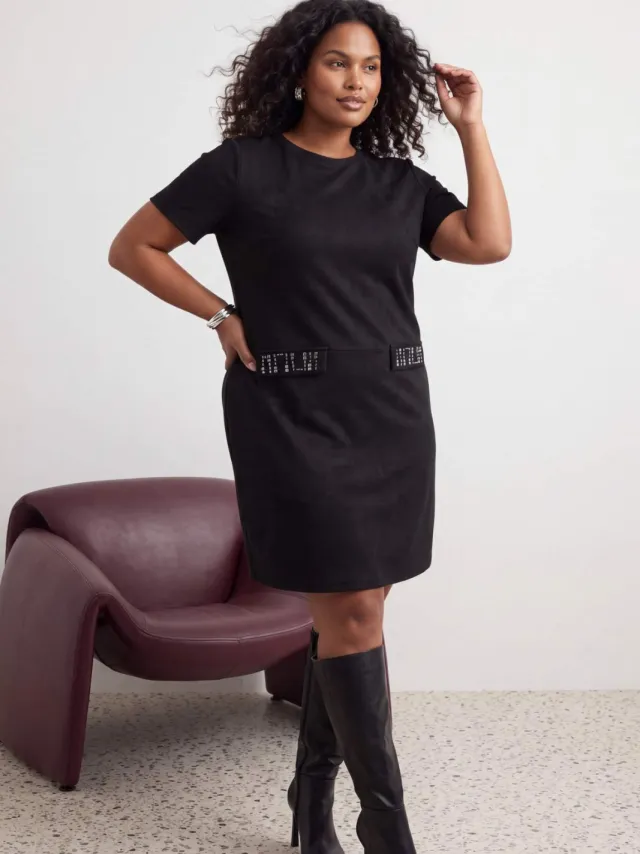 Trendyol Curve Dames Zwart Effen Kort / Mini Kort Shift-model Grote maten Jurk