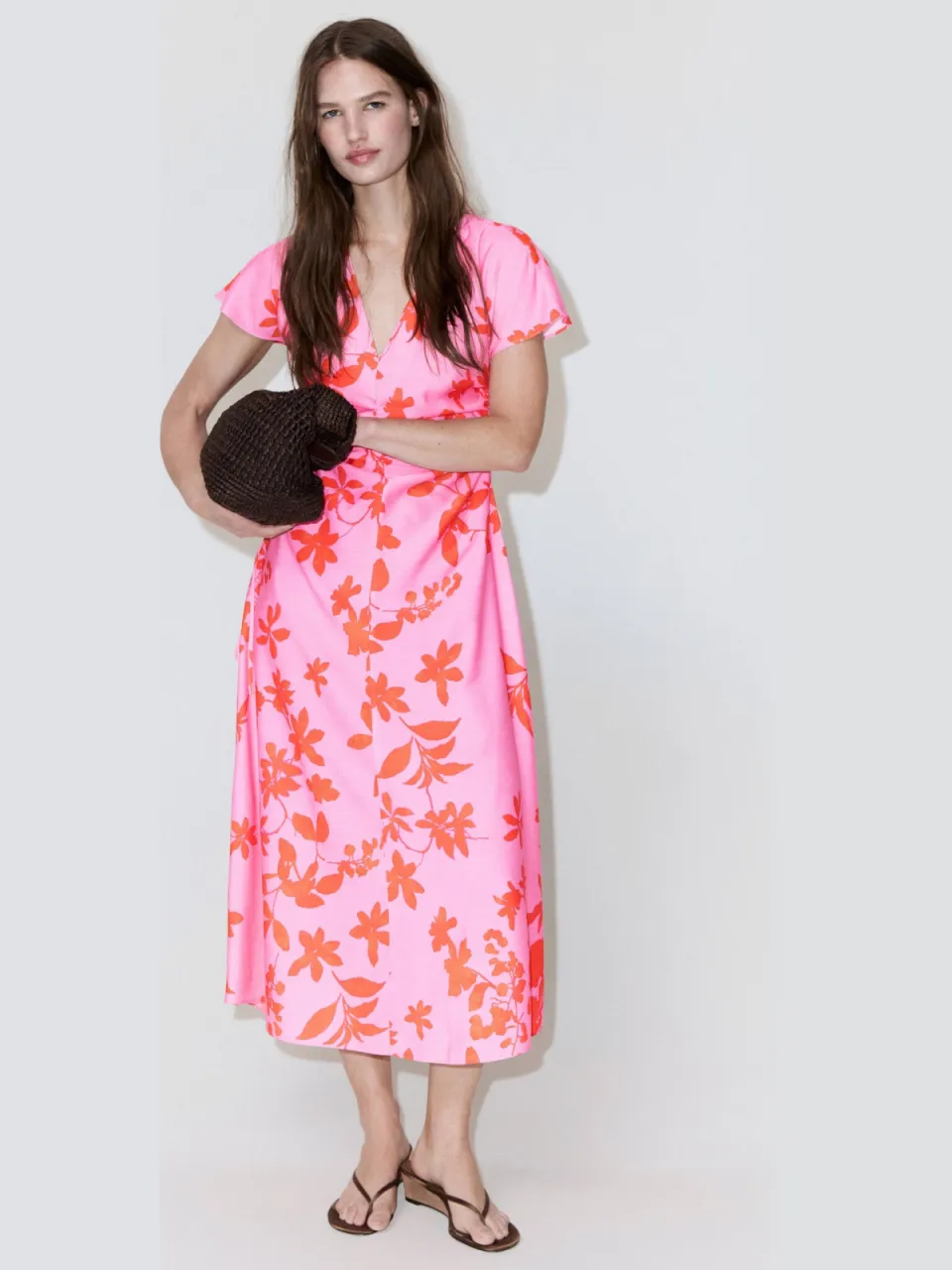Mango viscose midi gebloemde jurk - roze, foto 3