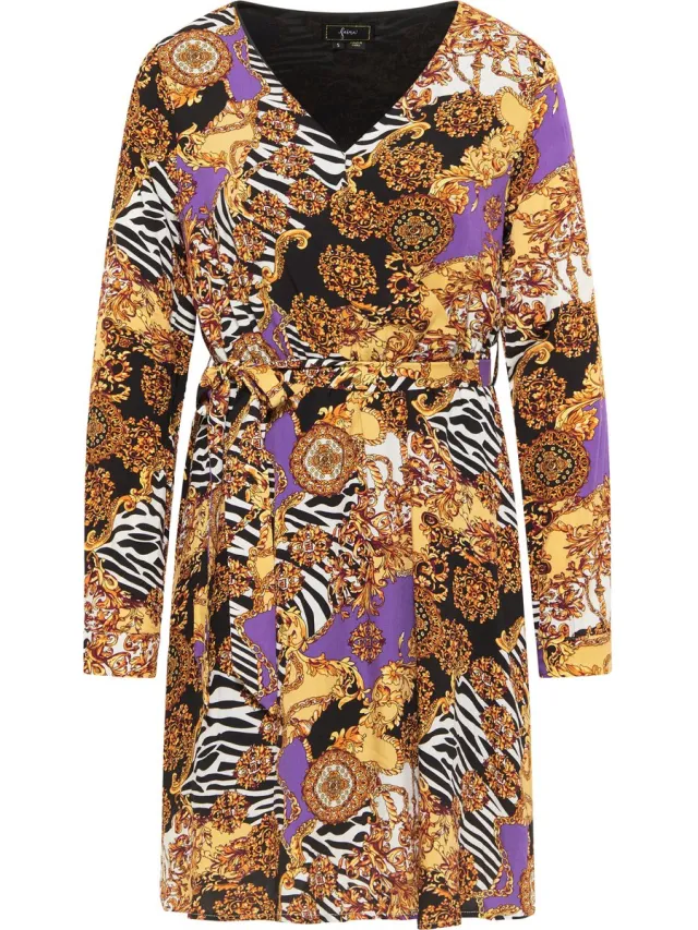 Faina midi-jurk Oranje Veelkleurig