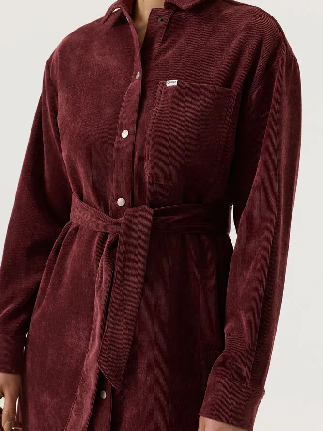 Garcia corduroy mini blousejurk met ceintuur - donkerrood, foto 6
