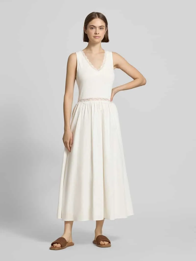 OH APRIL midi-jurk met kant model 'Nami' Wit