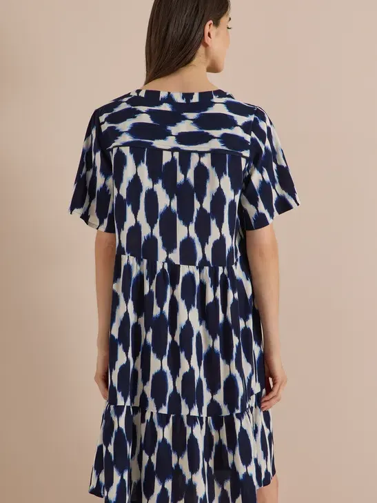 cecil Kniehoge jurk met split in de hals en structuur blauw, foto 4