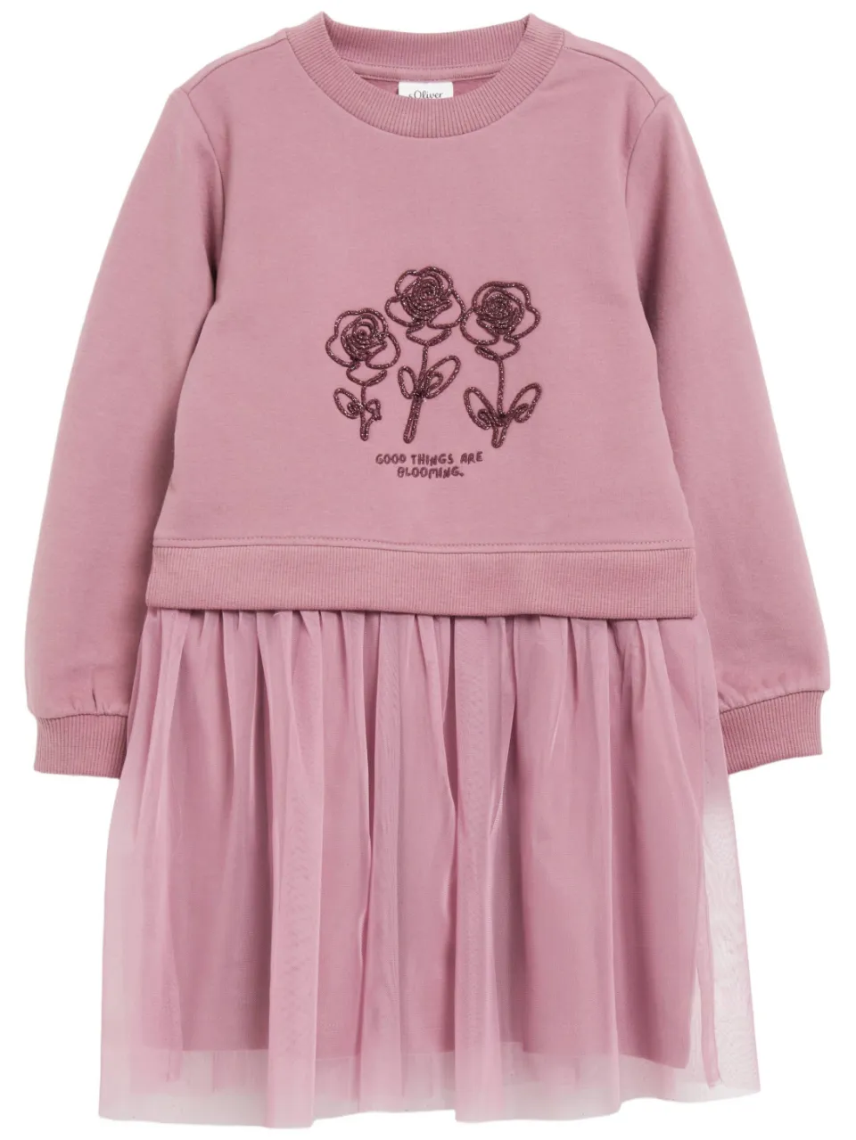 s.Oliver midi sweatjurk met glitters roze, foto 2