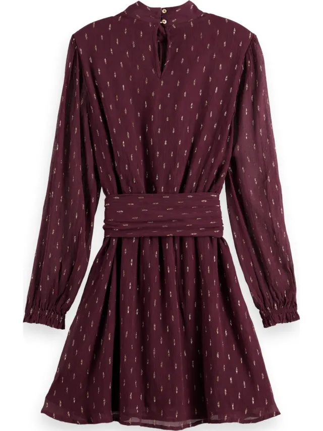 Scotch & Soda LUREX MINI DRESS WITH WRAP DETAIL Dames Jurk Dark Grape